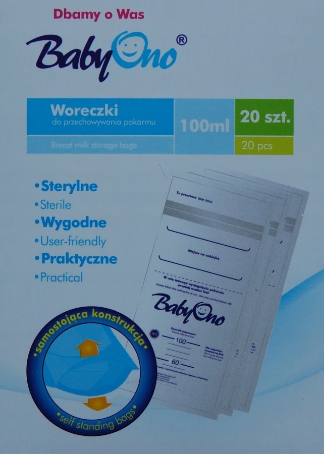 BabyOno Maišeliai motinos pienui laikyti ir užšaldyti 150 ml, 20 vnt.