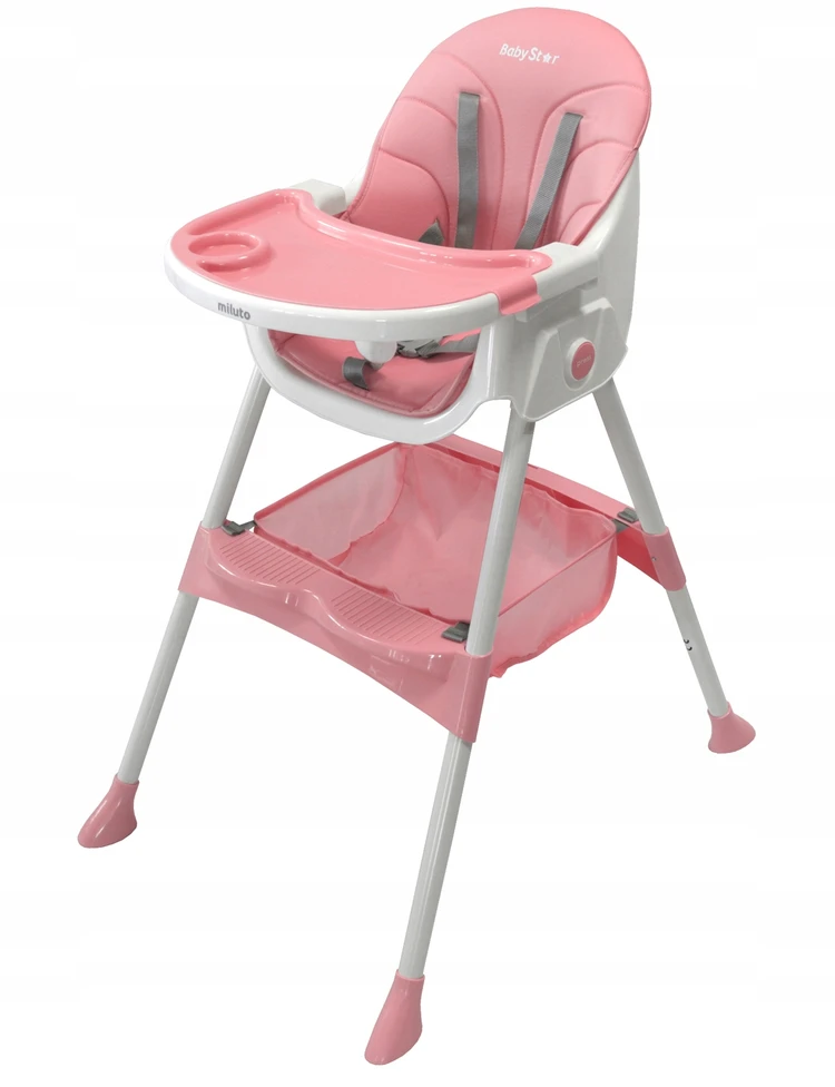 BabyStar VAIKŲ MAITINIMO KĖDĖ, sulankstoma, STALAS, DĖKLĖ, 3 viename PRIEDAI MILUTO
