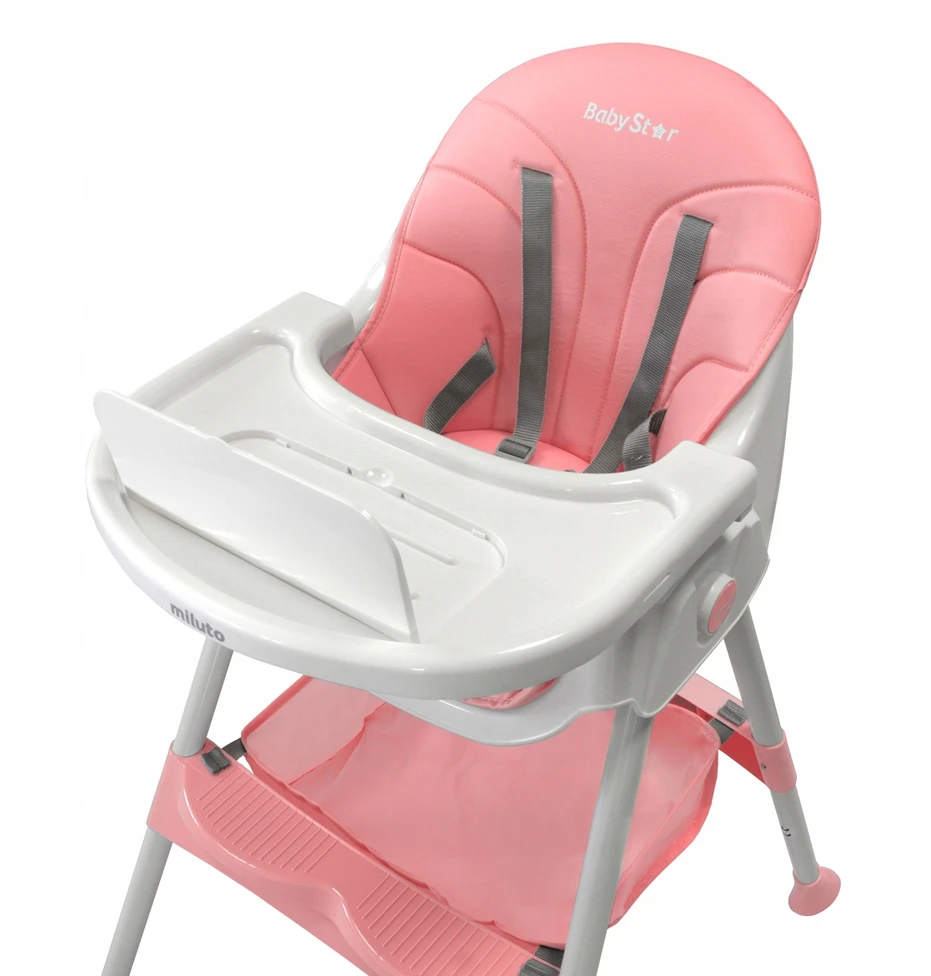 BabyStar VAIKŲ MAITINIMO KĖDĖ, sulankstoma, STALAS, DĖKLĖ, 3 viename PRIEDAI MILUTO
