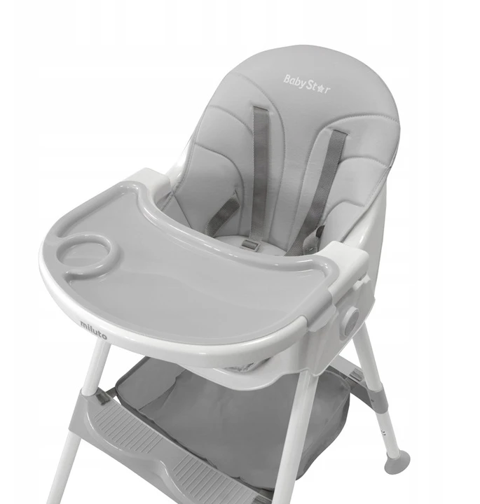 BabyStar VAIKŲ MAITINIMO KĖDĖ, sulankstoma, STALAS, DĖKLĖ, 3 viename PRIEDAI MILUTO