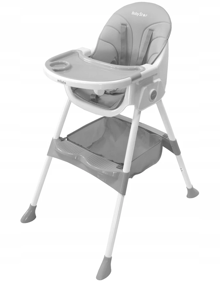 BabyStar VAIKŲ MAITINIMO KĖDĖ, sulankstoma, STALAS, DĖKLĖ, 3 viename PRIEDAI MILUTO