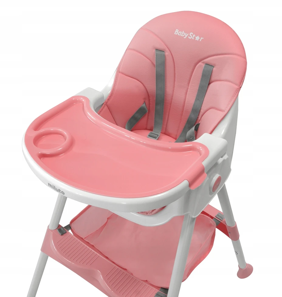 BabyStar VAIKŲ MAITINIMO KĖDĖ, sulankstoma, STALAS, DĖKLĖ, 3 viename PRIEDAI MILUTO