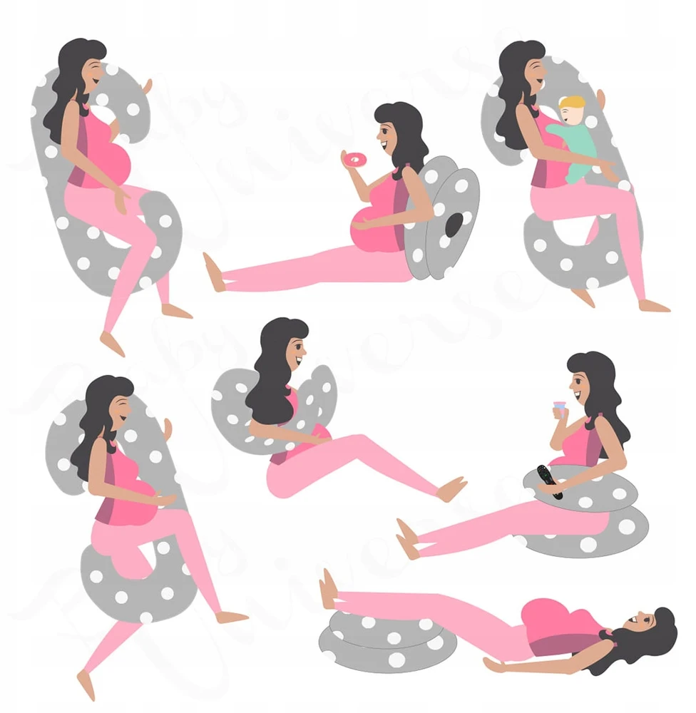 Babyuniverse Kruasano stiliaus C tipo pagalvė nėščiosioms, ergonomiškam miegui palaikyti