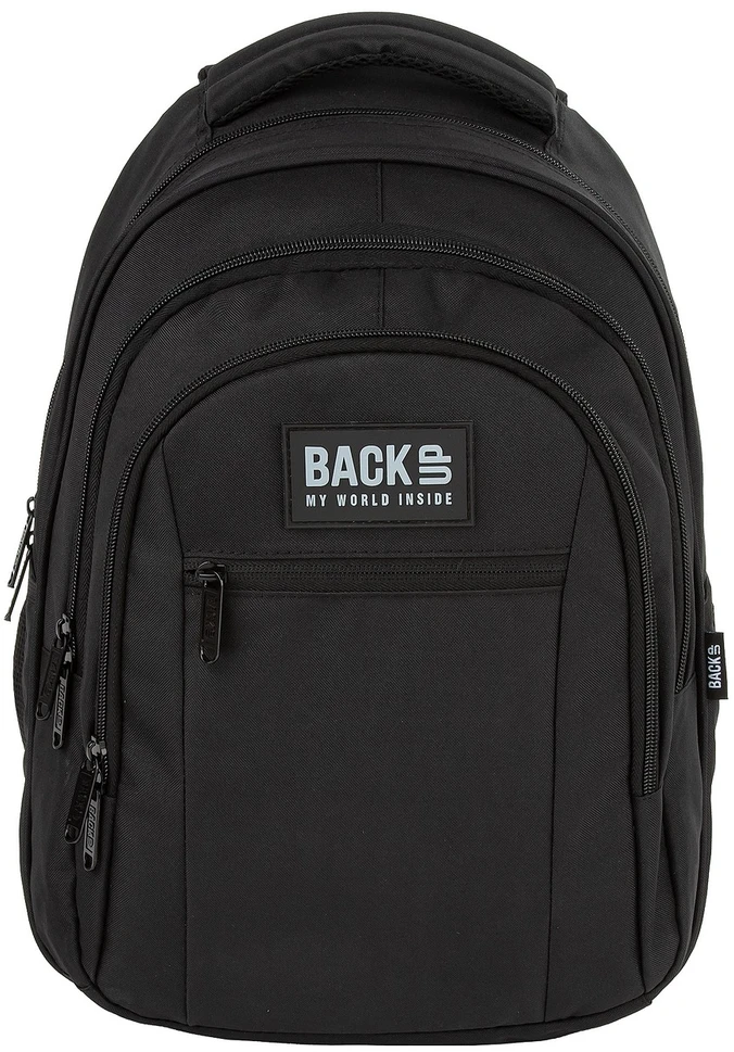 Back Up BackUP Unisex mokyklinė kuprinė juoda O56 Derform