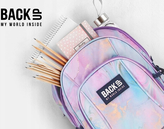 Back Up Dėklas mokyklai Backup Pastel su organizatoriumi