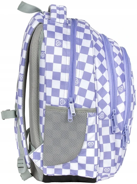 Back Up Mokyklinė kuprinė Backup 26l, šachmatinė balta-violetinė
