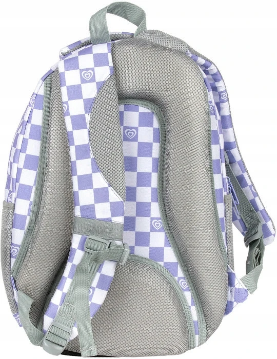 Back Up Mokyklinė kuprinė Backup 26l, šachmatinė balta-violetinė