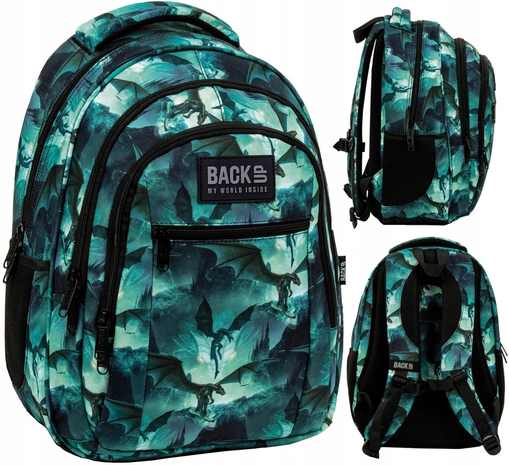 Back Up Mokyklinė kuprinė Dragon Backup O35, 26l, žalia