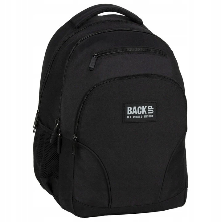 BackUP Back Up Mokyklinė kuprinė paaugliams, 30l, juoda, su kišenėmis