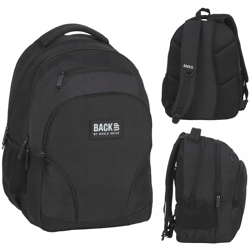BackUP Back Up Mokyklinė kuprinė paaugliams, 30l, juoda, su kišenėmis