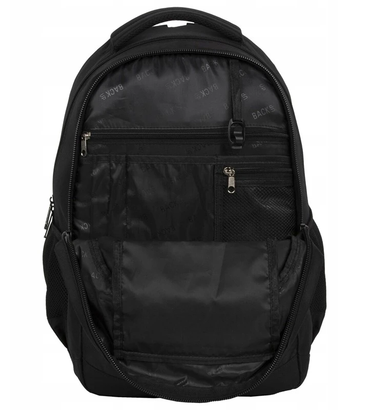 BackUP Back Up Mokyklinė kuprinė paaugliams, 30l, juoda, su kišenėmis