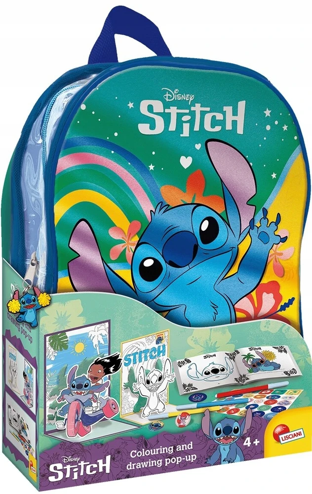 Lisciani STITCH spalvinimo ir piešimo rinkinys kuprinėje, 110674