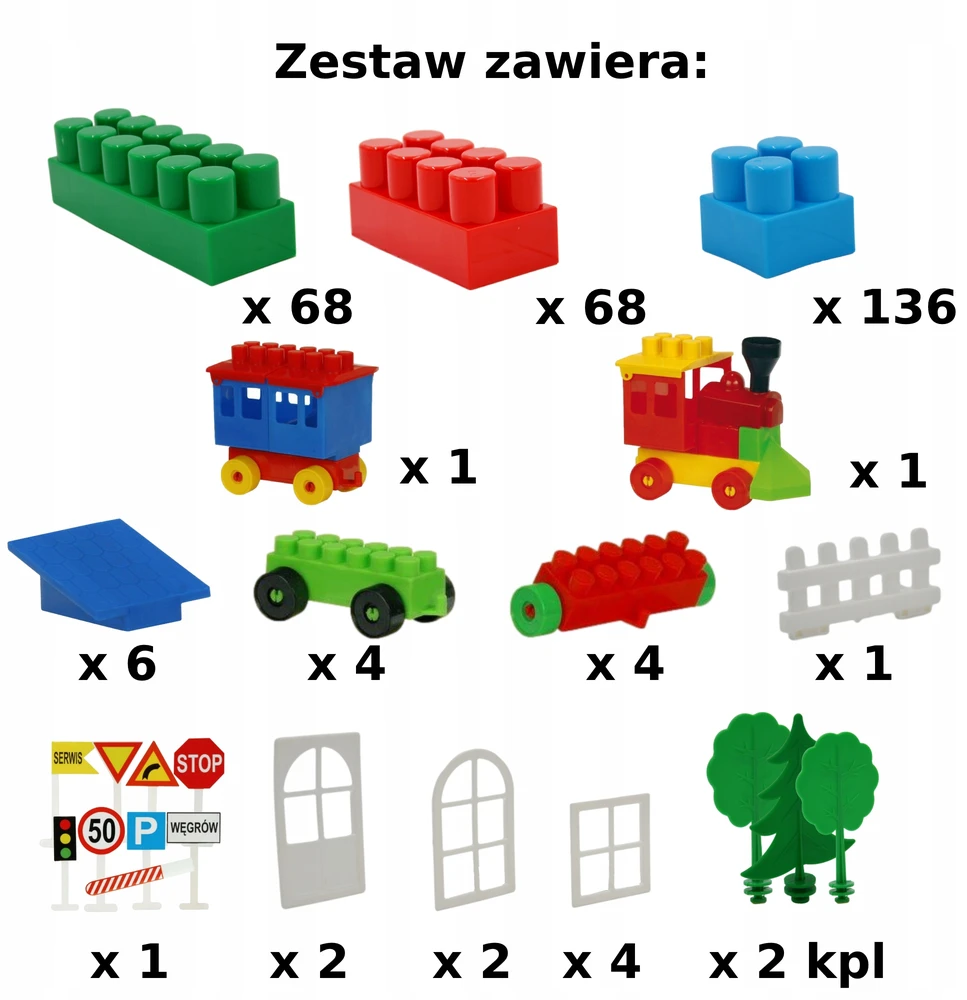 Bączek Statybiniai blokeliai vidutiniame konteineryje, 345 elementai, lenkiškas gaminys