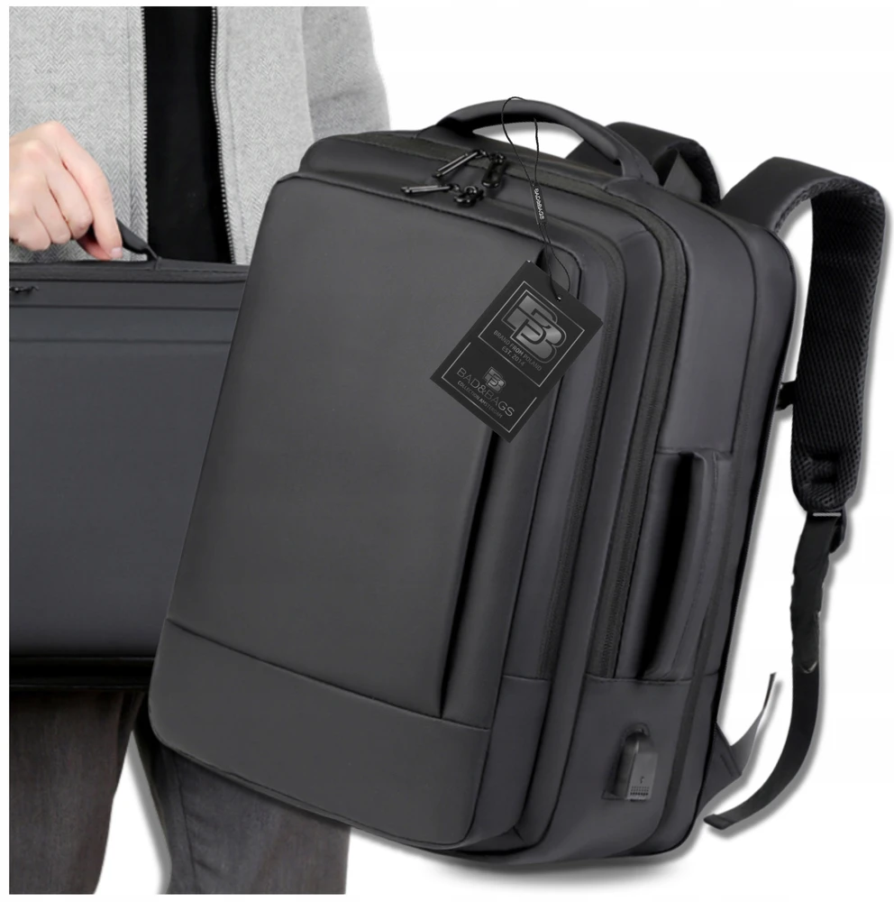 Kelioninis Bad&Bags Juodas Kelioninė kuprinė, skirta lėktuvo rankiniam bagažui USB CABIN Business