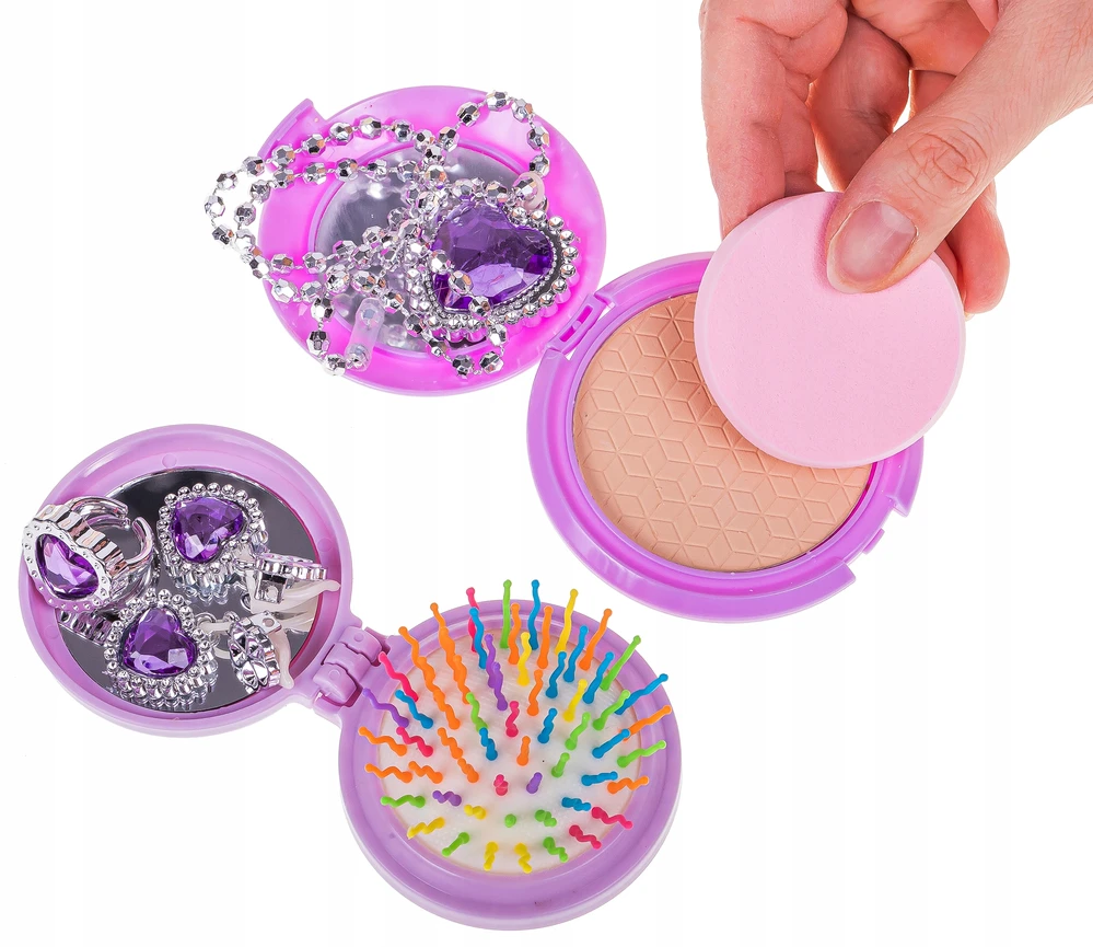 Bajkowy Kuferek MAKIAŽAS IR NAGŲ KOSMETIKOS RINKINYS RAINBOW MAKE UP NAGŲ LAKAS