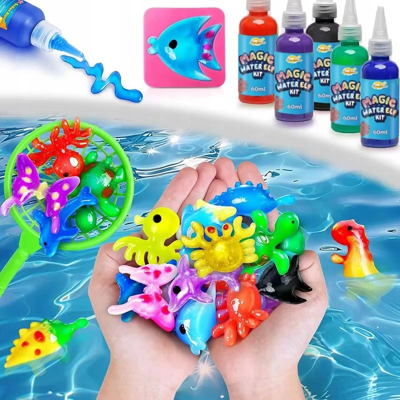 Bajkowy Kuferek PLASTIKINĖS VANDENS MASĖS GELĖS, KURIAMAS „Pasidaryk pats“ FIGGULĖMS KURTI 13 AQUA SPALVŲ RINKINYS
