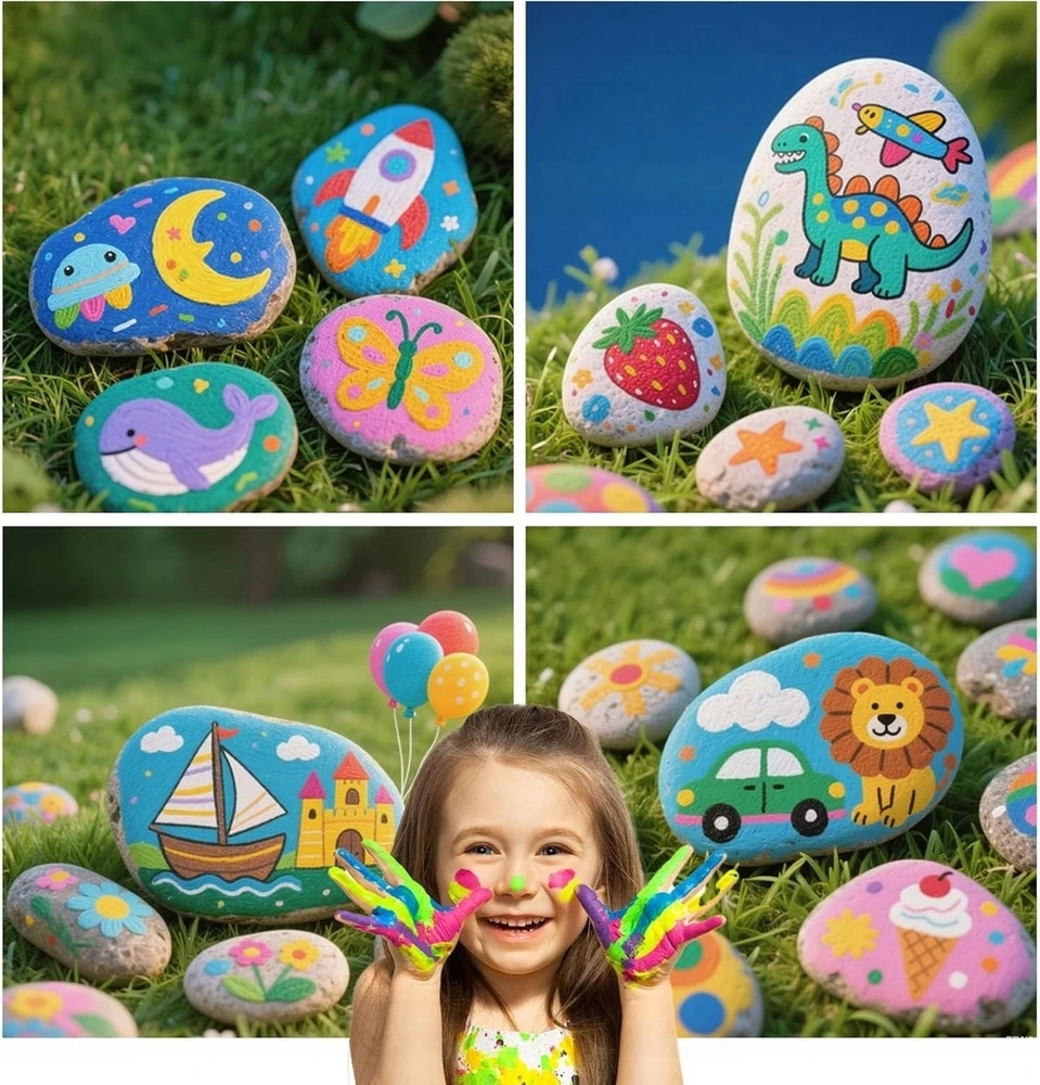 Bajkowy Kuferek Tapybos akmenų rinkinys vaikams Paints Creative Didelis rinkinys