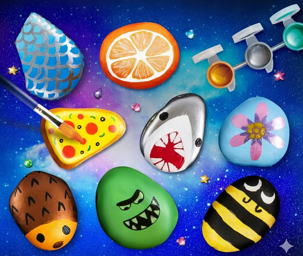 Bajkowy Kuferek Tapybos akmenų rinkinys vaikams Paints Creative Didelis rinkinys