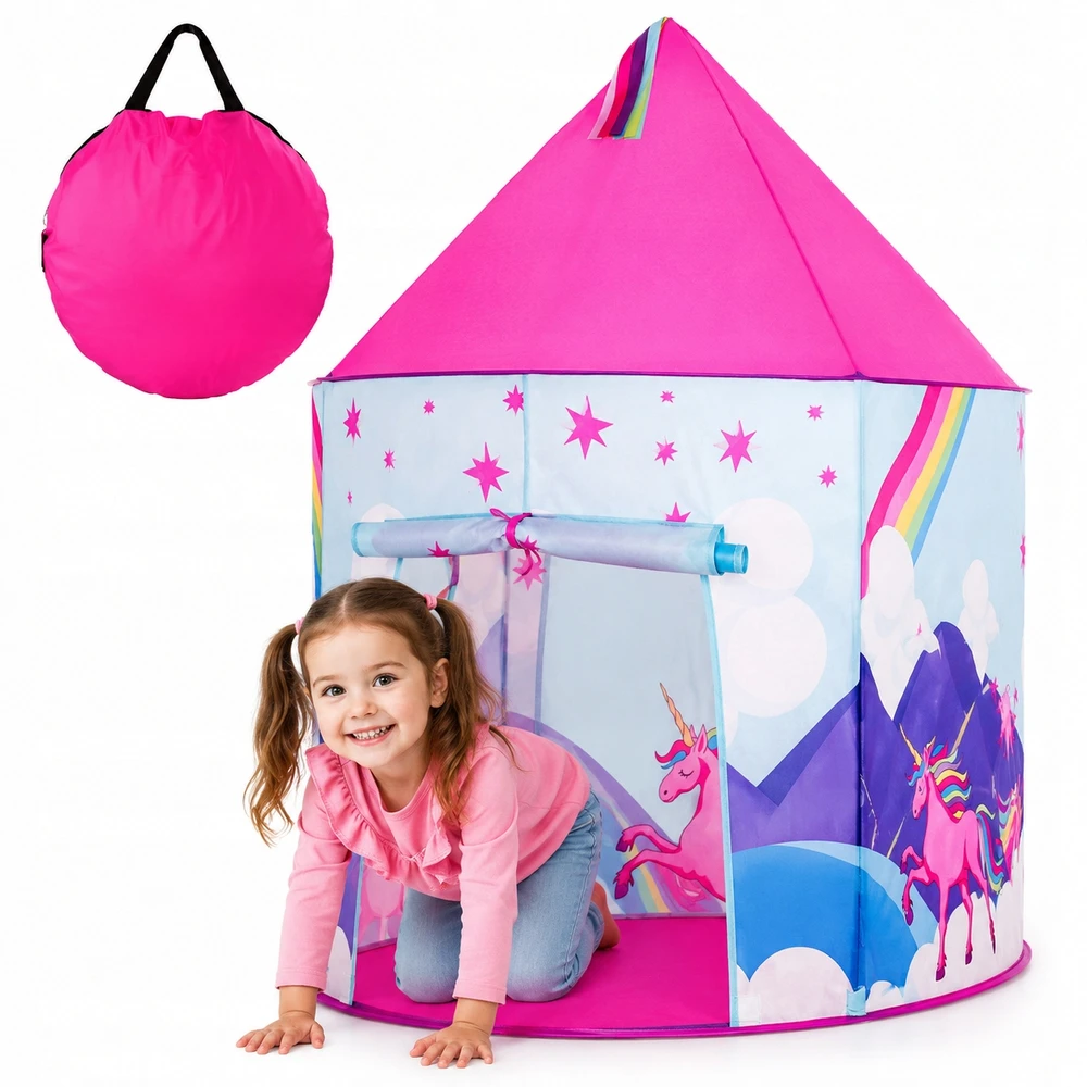 Bakalu Vaikiška palapinė Princess Palace Unicorn Rožinė Castle Didelė 130 cm