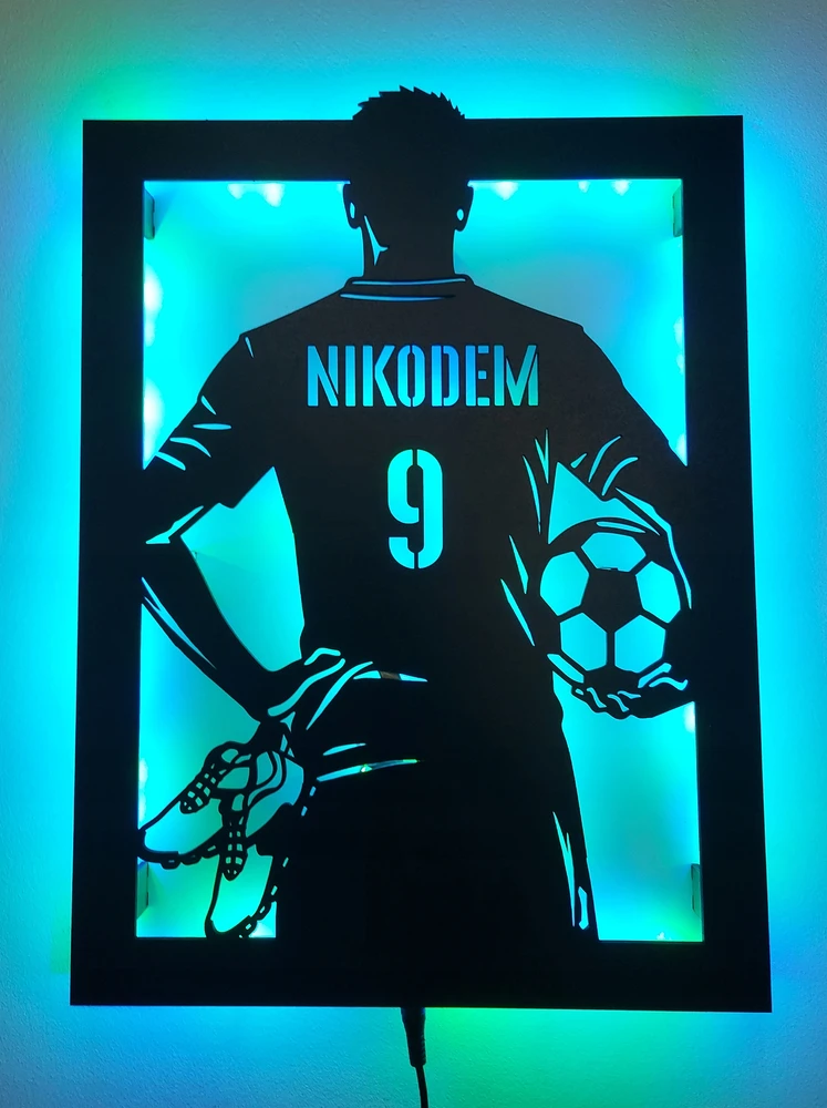 Baku Lampka nocna Piłkarz Marškinėliai Piłkarza Z Imieniem Futbolo kamuolys LED RGB pilot