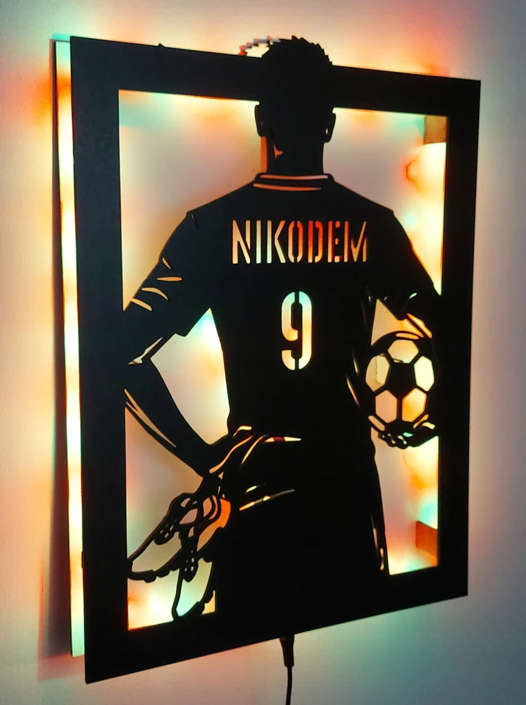 Baku Lampka nocna Piłkarz Marškinėliai Piłkarza Z Imieniem Futbolo kamuolys LED RGB pilot