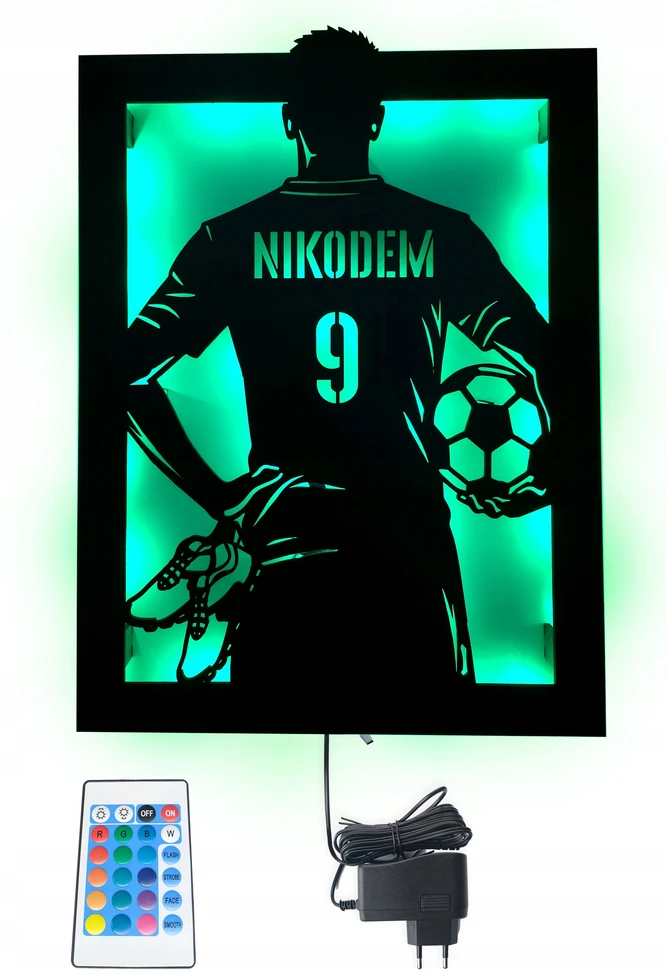 Baku Lampka nocna Piłkarz Marškinėliai Piłkarza Z Imieniem Futbolo kamuolys LED RGB pilot