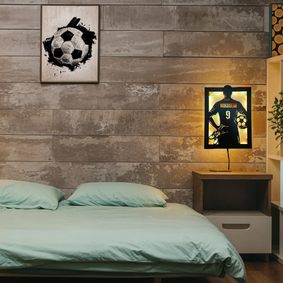 Baku Lampka nocna Piłkarz Marškinėliai Piłkarza Z Imieniem Futbolo kamuolys LED RGB pilot