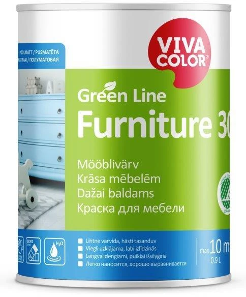 Baldų dažai TIKKURILA HELMI 10, matiniai, baltos sp., 0,9 l
