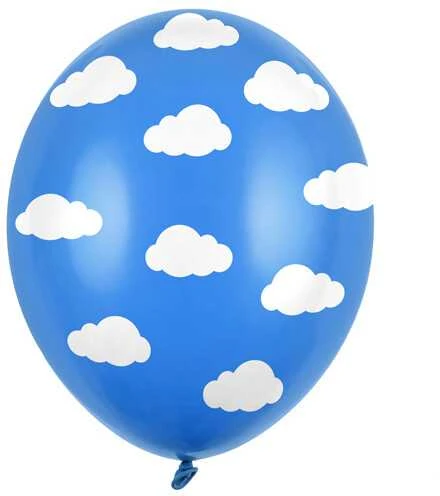 Party Deco Balionai mėlyni "Debesys" 30cm 6 vnt