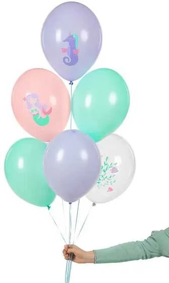 PartyDeco Balionų rinkinys "Jūra ir undinėlė " 30cm 6 vnt