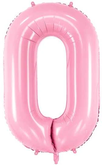 PartyDeco Folinis balionas "0" rožinis, 86 cm