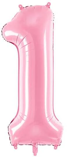 PartyDeco Folinis balionas "1" rožinis, 86 cm