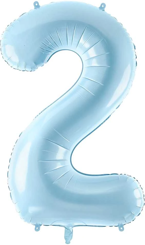 Party Deco PartyDeco Folinis balionas "2" melsvas, 86 cm