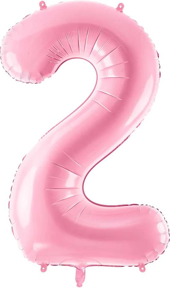 PartyDeco Folinis balionas "2" rožinis, 86 cm