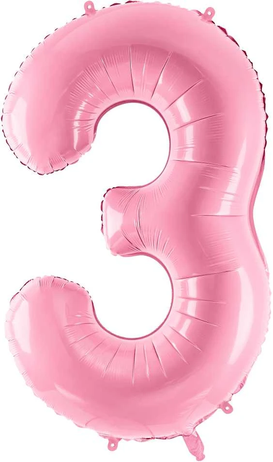 Party Deco PartyDeco Folinis balionas "3" rožinis, 86 cm