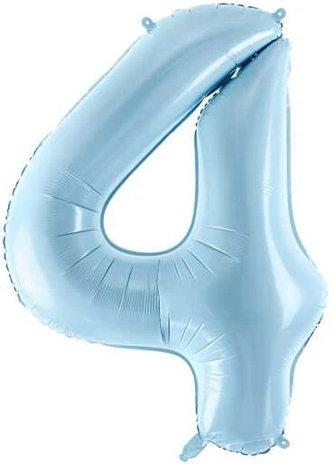 Party Deco PartyDeco Folinis balionas "4" melsvas, 86 cm