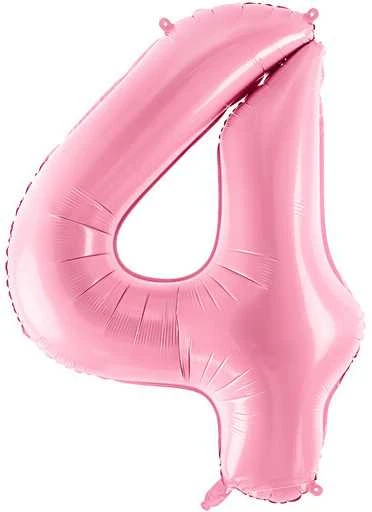 PartyDeco Folinis balionas "4" rožinis, 86 cm