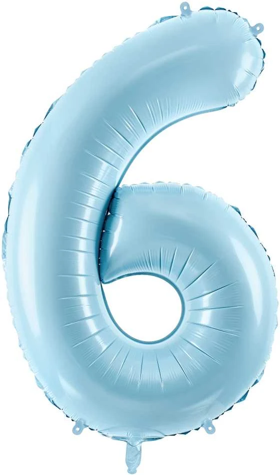 Party Deco PartyDeco Folinis balionas "6" melsvas, 86 cm