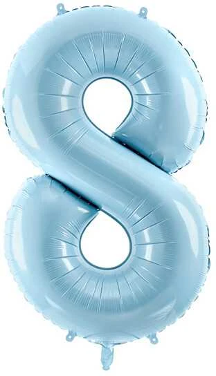 Party Deco PartyDeco Folinis balionas "8" melsvas, 86 cm