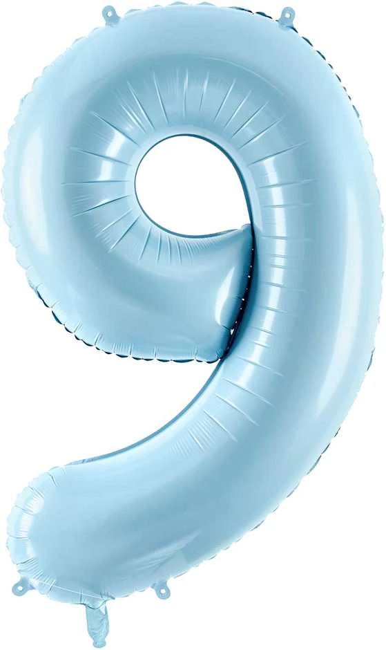 Party Deco PartyDeco Folinis balionas "9" melsvas, 86 cm