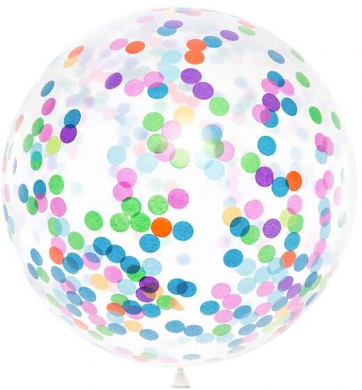 PartyDeco Didelis balionas Spalvotas konfeti, 1m