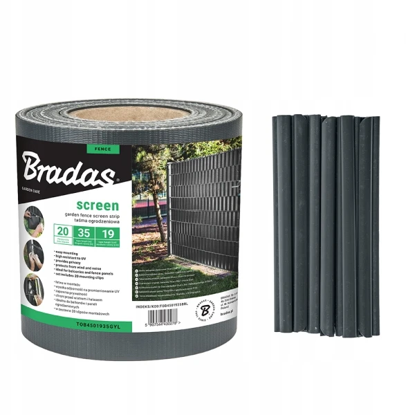 Bradas tvoros juosta 19cm x 35m + 20 laikiklių, pilka RAL7016