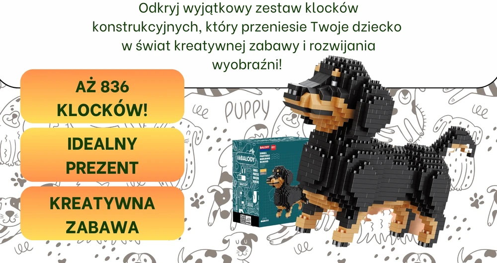 BALODY Dešros šuniui DACHSHUNDER KONSTRUKCINIAI BLOKAI (maži) 836 vnt.