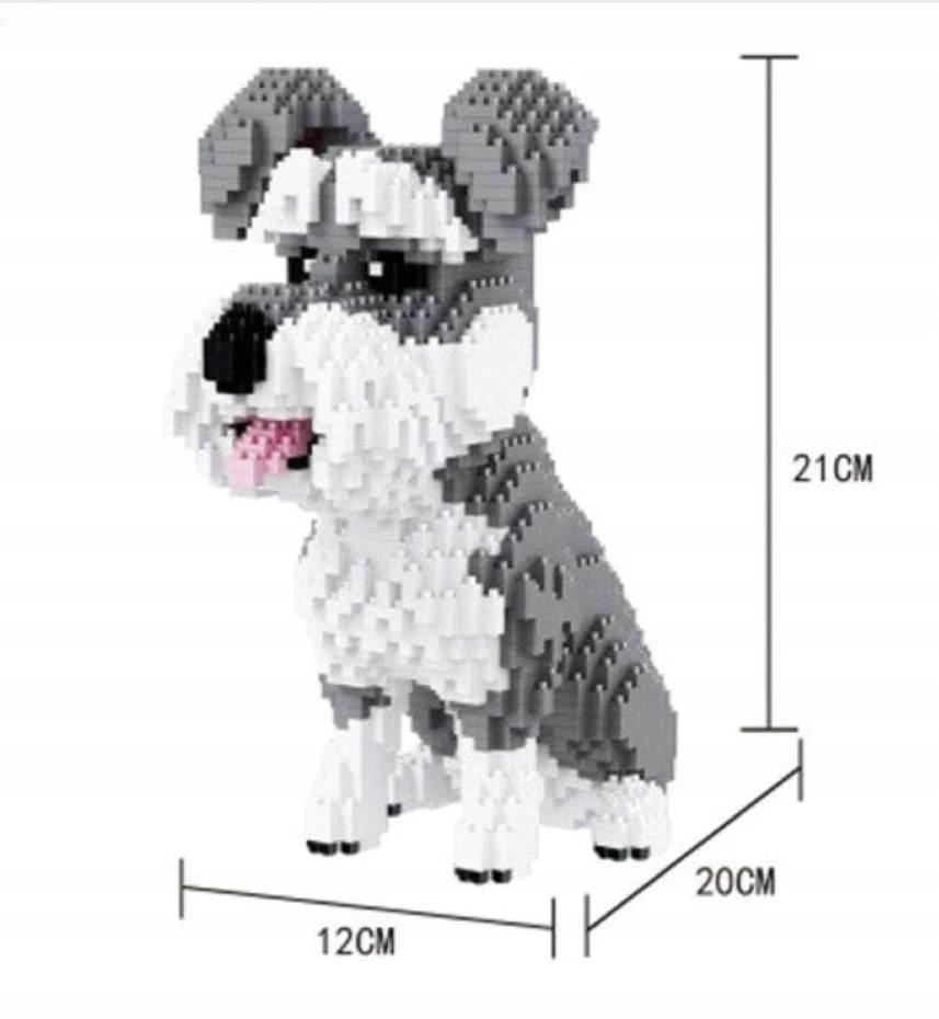 Balody kaladėlės SCHNAUZER mini kaladėlės DOGS 3D figūrėlė 2100 vnt.