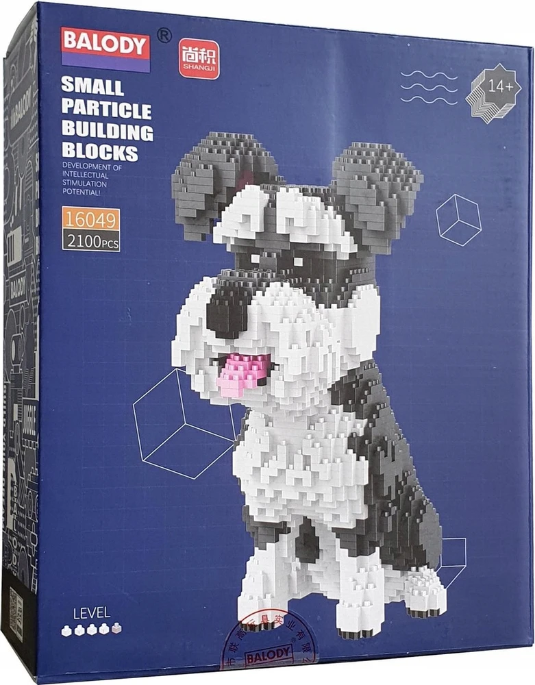 Balody kaladėlės SCHNAUZER mini kaladėlės DOGS 3D figūrėlė 2100 vnt.