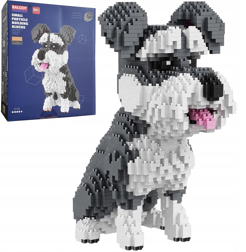 Balody kaladėlės SCHNAUZER mini kaladėlės DOGS 3D figūrėlė 2100 vnt.