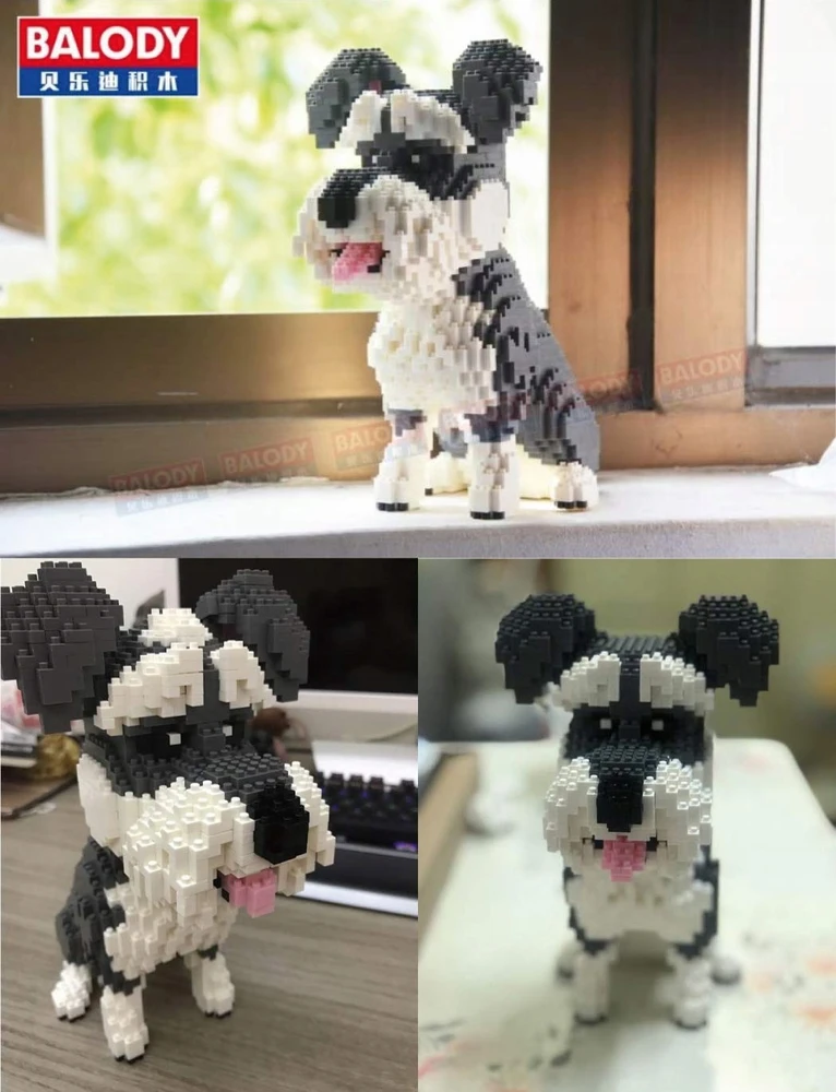 Balody kaladėlės SCHNAUZER mini kaladėlės DOGS 3D figūrėlė 2100 vnt.