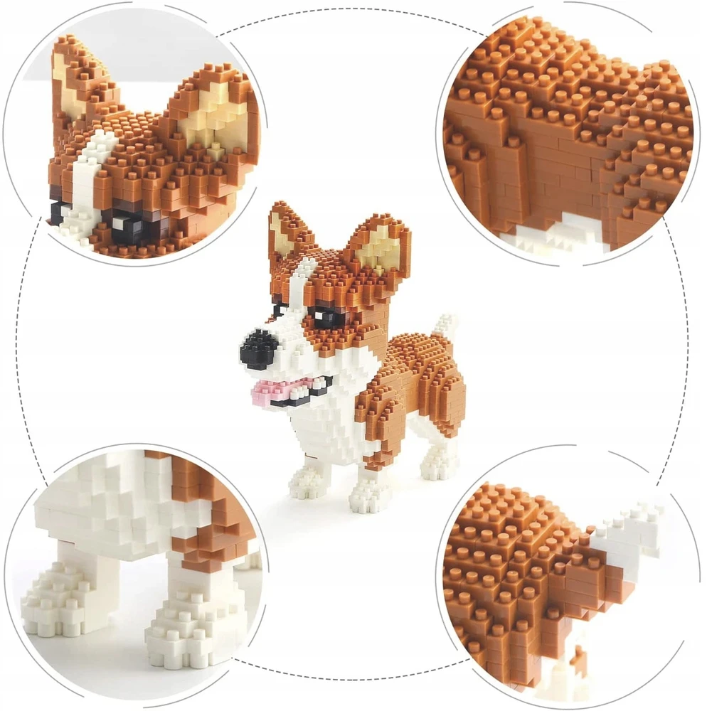 BALODY KŪRYBINIAI BLOKIAI CORGI DOG STATYTI KONSTRUKCINIUS BLOKIUS ŠUNŲ VEISLĖS