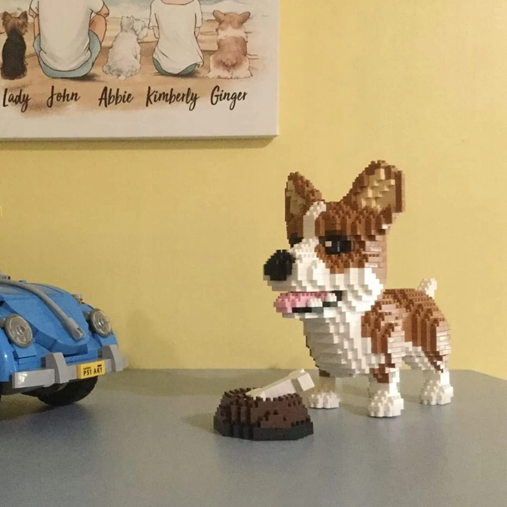 BALODY KŪRYBINIAI BLOKIAI CORGI DOG STATYTI KONSTRUKCINIUS BLOKIUS ŠUNŲ VEISLĖS