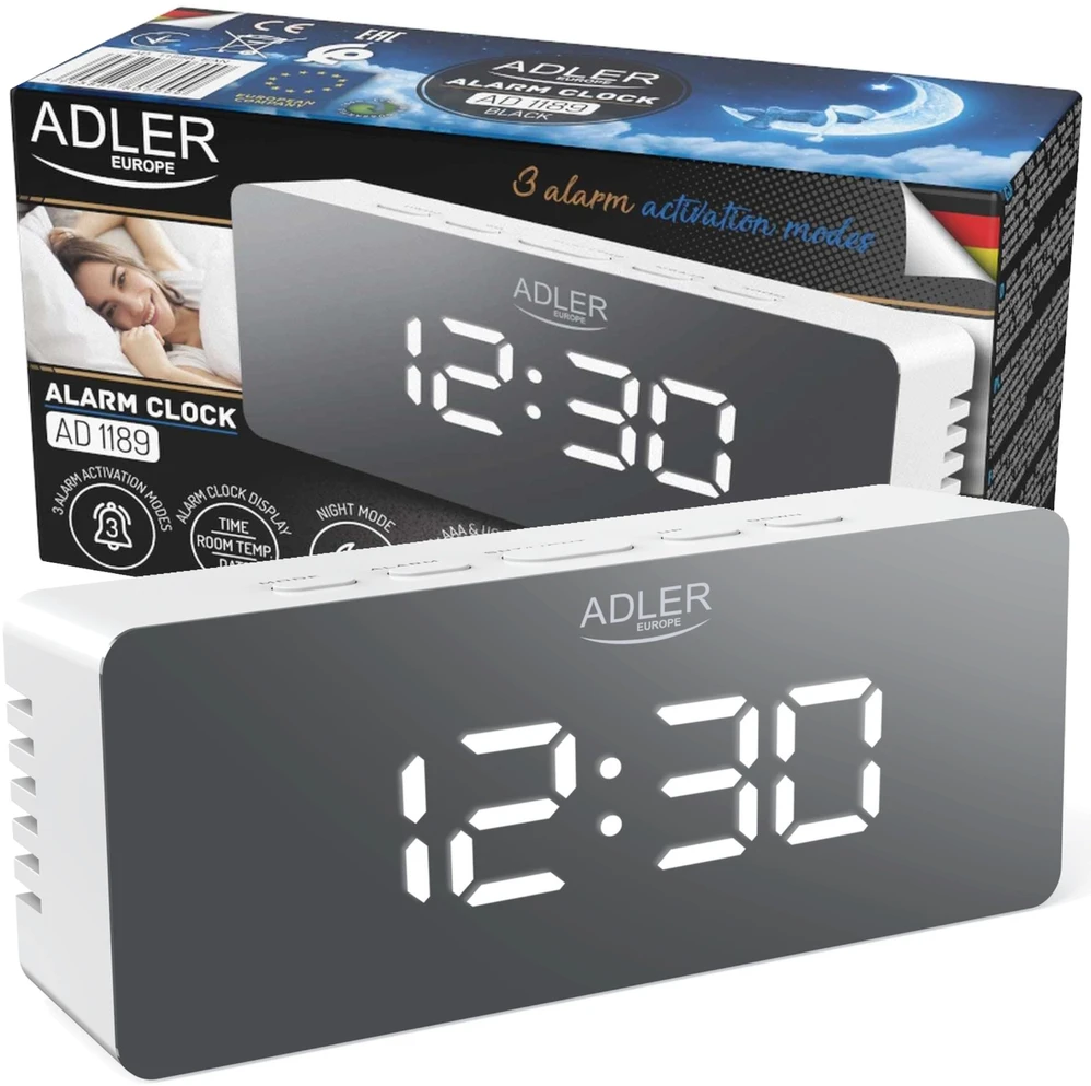 Adler | Žadintuvas | AD 1189W | Signalizacijos funkcija | Baltas